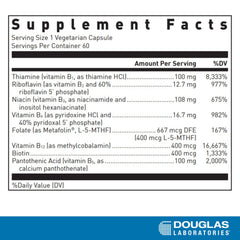 Douglas Laboratories B-Complex Metafolin bottle back label with supplement details