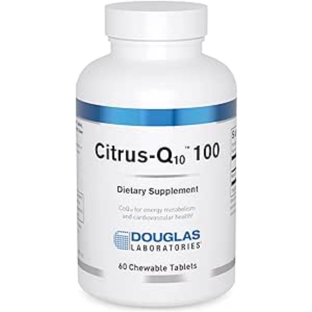 Douglas Laboratories Citrus-Q10 100 tablet closeup highlights vibrant citrus flavor.
