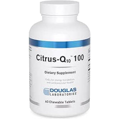 Douglas Laboratories Citrus-Q10 100 tablet closeup highlights vibrant citrus flavor.