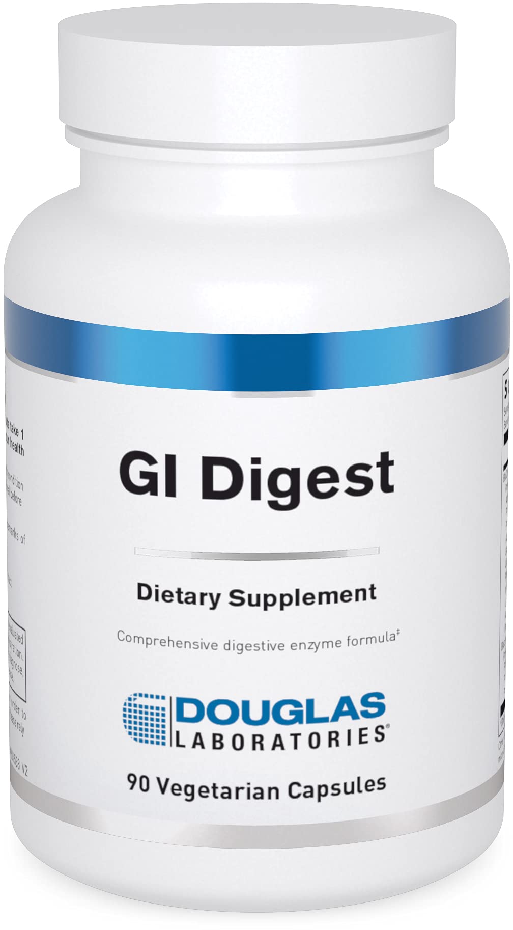 Douglas Laboratories GI Digest bottle shows gluten and dairy enzymes for digestive support.