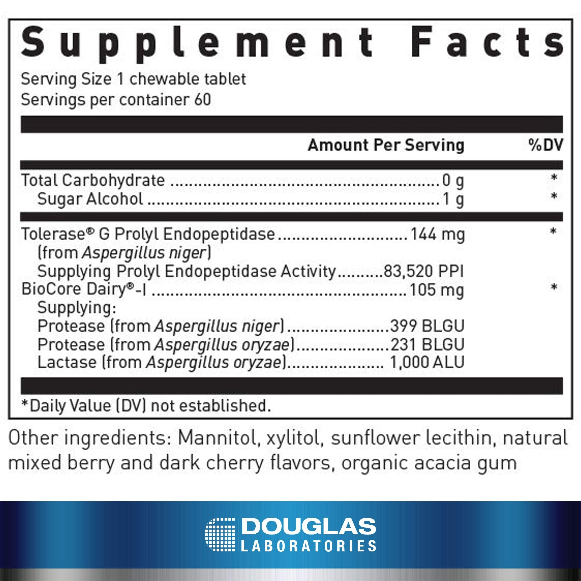 Douglas Laboratories Gluten-Dairy Ultra Enzyme berry chew aids digestion naturally.