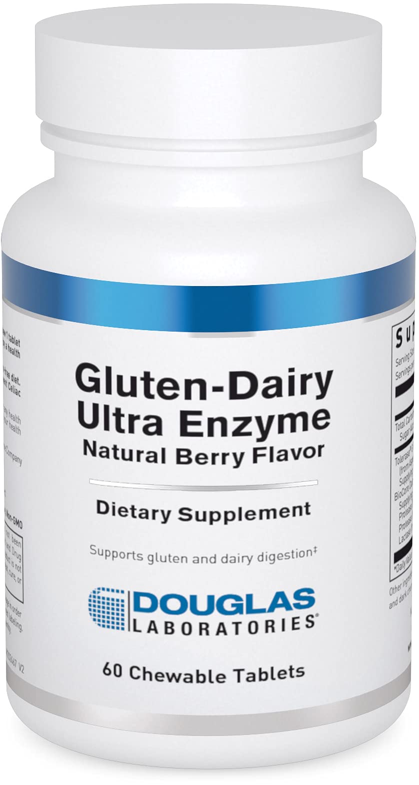 Douglas Laboratories Gluten-Dairy Ultra Enzyme bottle showing gluten and lactose support.