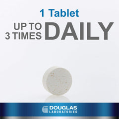 Close-up of Douglas Laboratories Gluten-Dairy Ultra Enzyme tablet for gluten digestion.