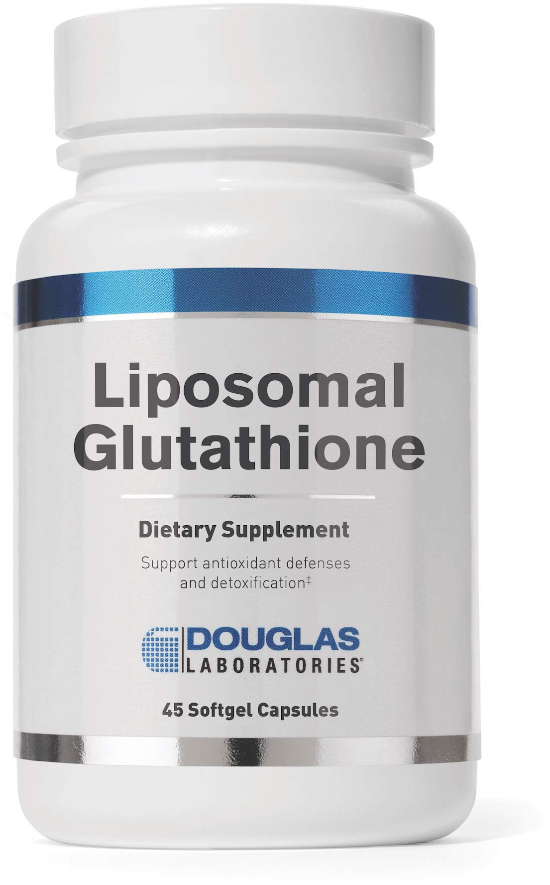 Douglas Laboratories Liposomal Glutathione bottle highlights advanced liposomal delivery for absorption.