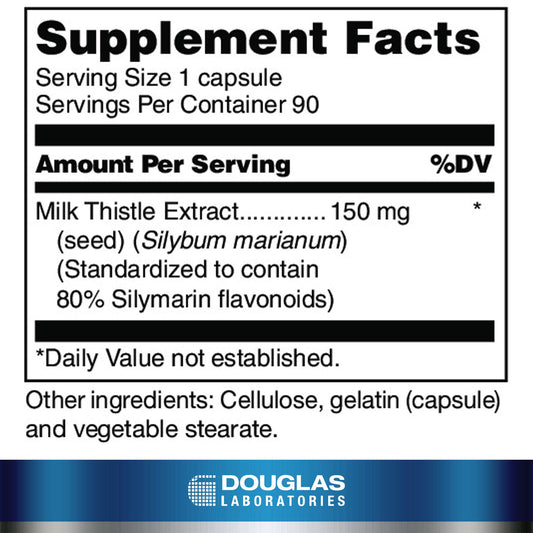 Douglas Laboratories milk thistle capsules pack shown for wellness routines.