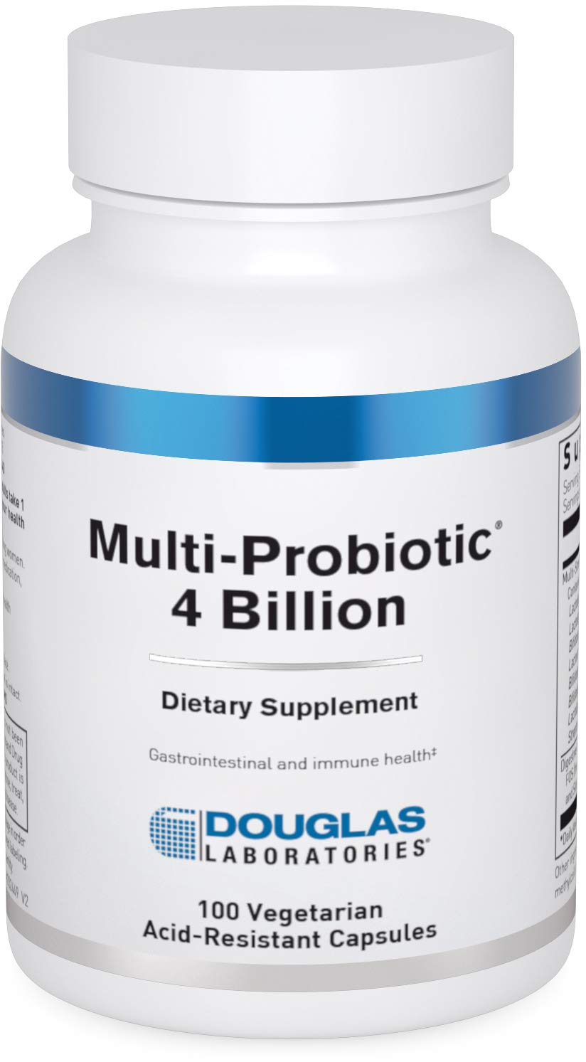 Douglas Laboratories Multi-Probiotic 4 Billion bottle front enhances GI balance and overall well-being.