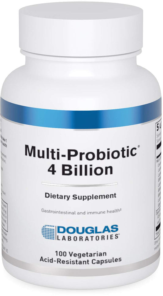 Douglas Laboratories Multi-Probiotic 4 Billion bottle front enhances GI balance and overall well-being.