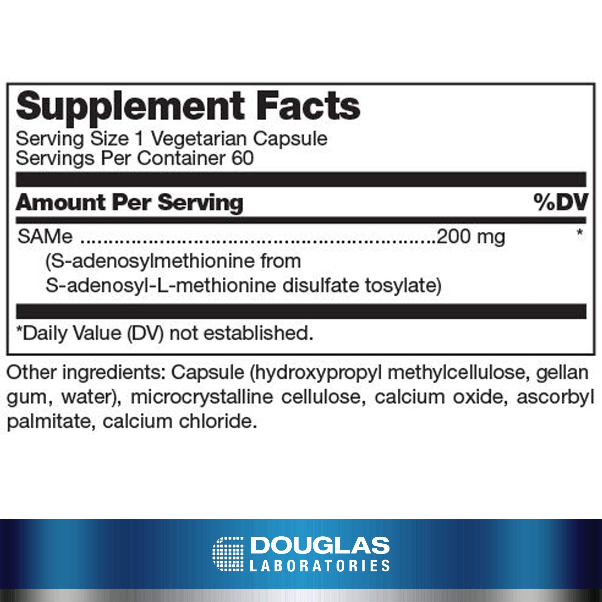 Douglas Laboratories SAM-e capsule closeup showcases convenient, easy-to-swallow dosage for daily use.