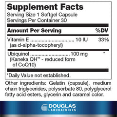 Douglas Laboratories Ubiquinol-QH softgels close-up for convenient daily cardiovascular wellness.