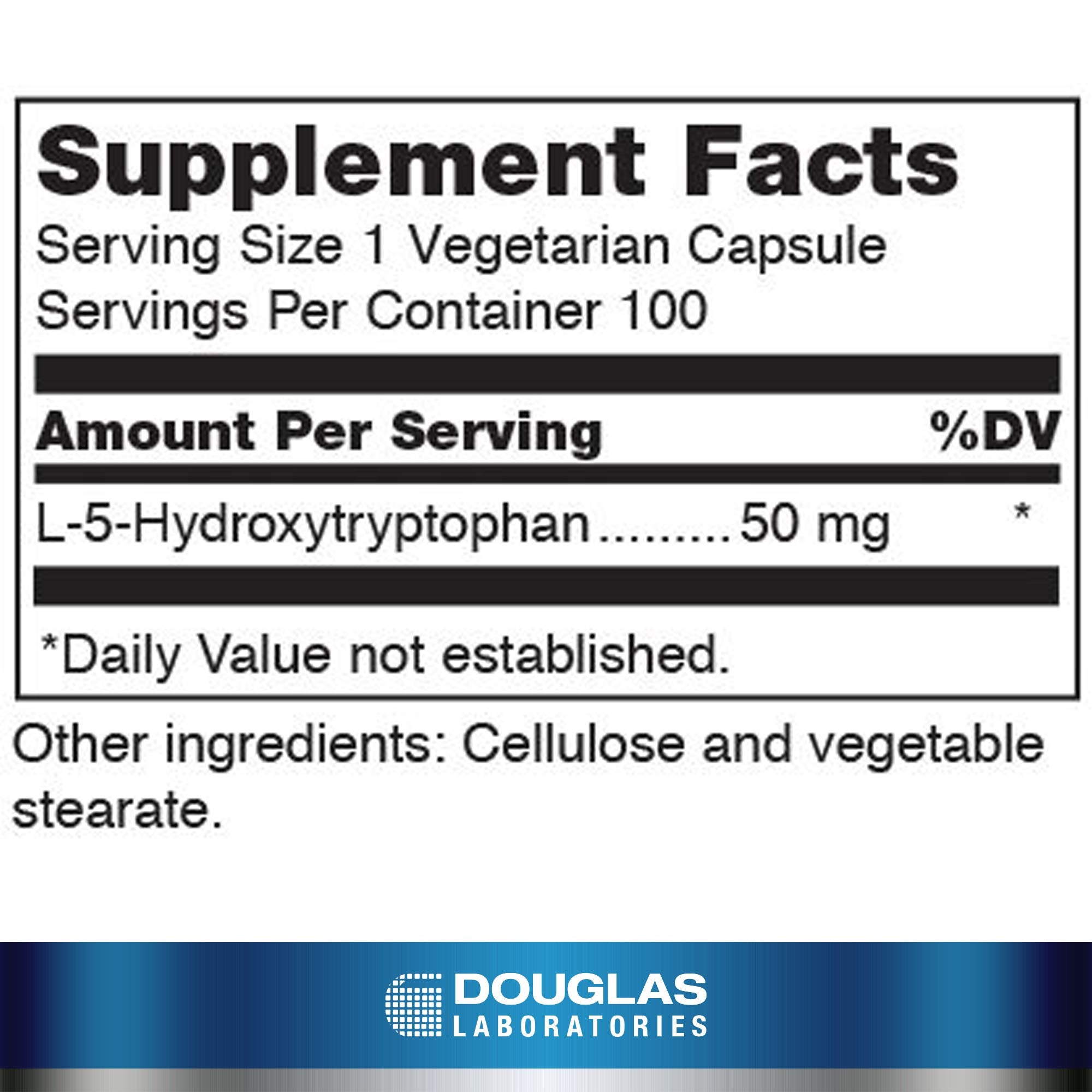 Close-up of Douglas Laboratories 5-HTP capsules for convenient daily supplementation.