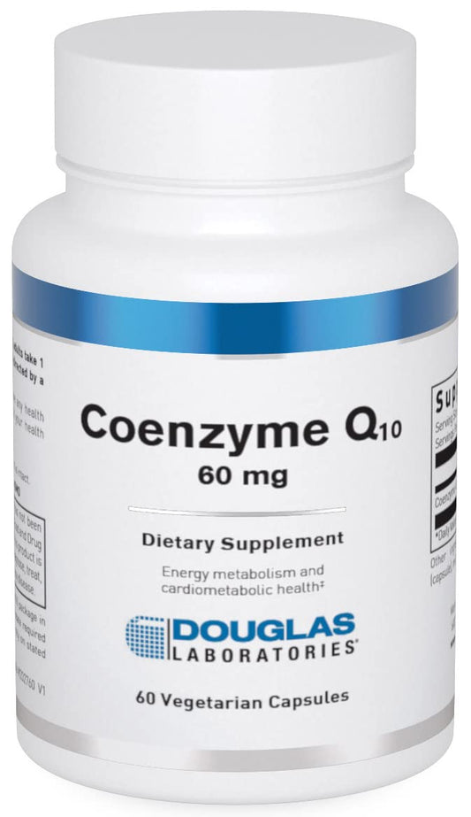 Douglas Laboratories CoQ10 60mg bottle for daily antioxidant support and energy maintenance.