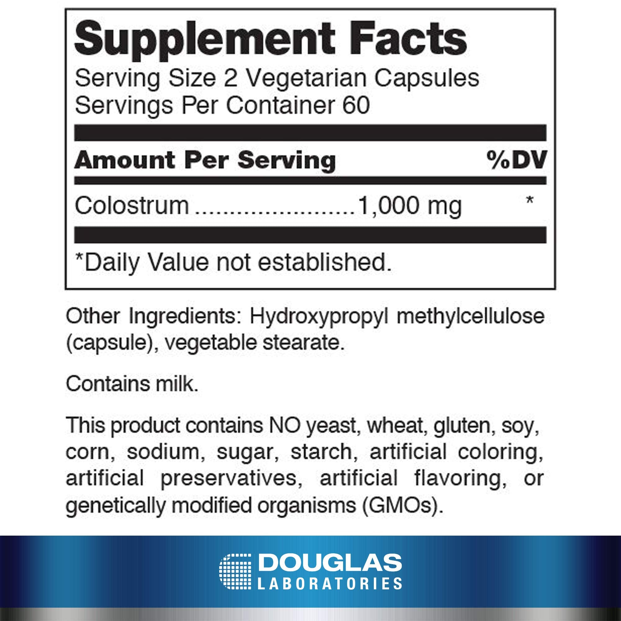 Douglas Laboratories Colostrum capsules arranged for daily GI balance