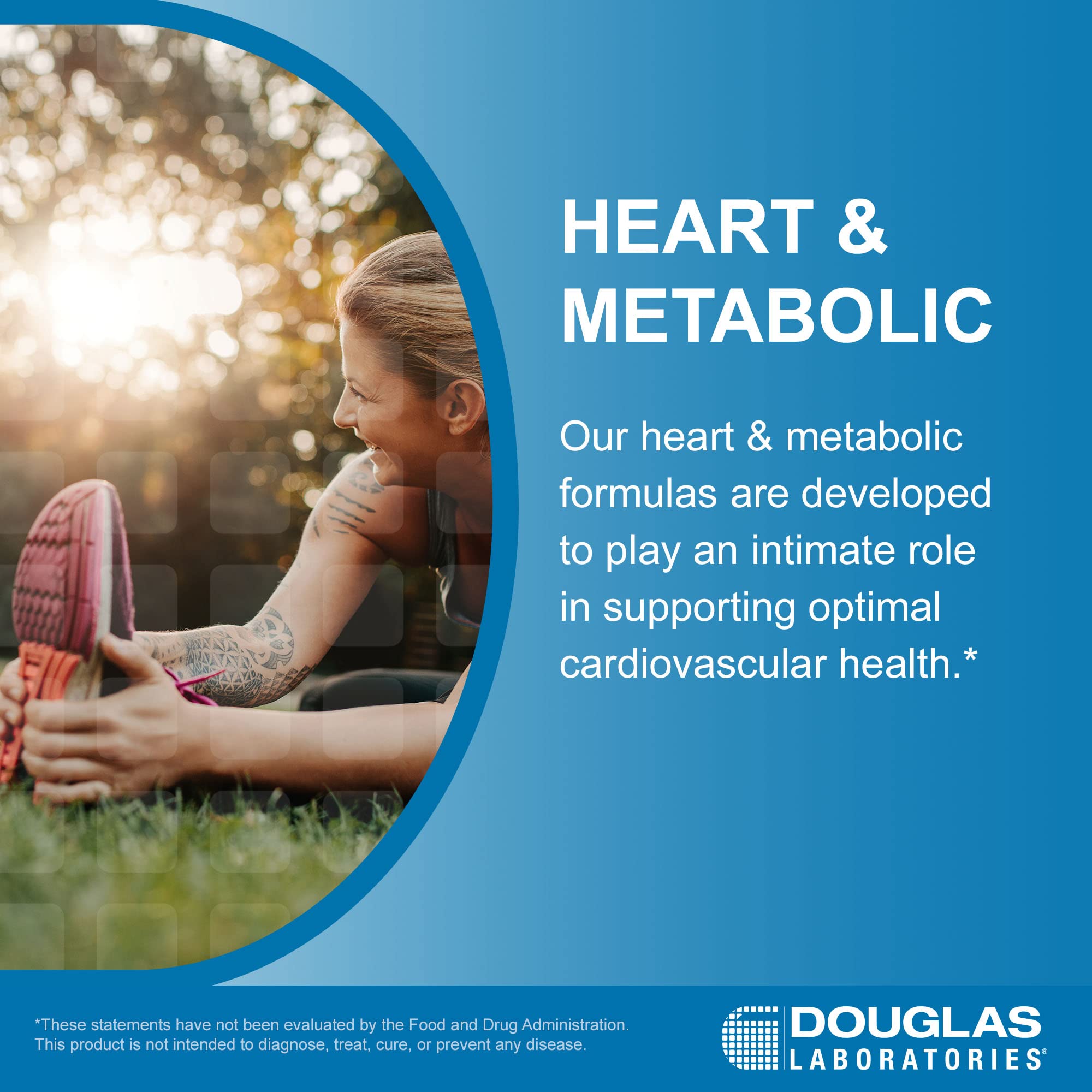 Douglas Laboratories CoQ10 Plus ingredients graphic highlighting Q10, rice bran oil, and vitamin E