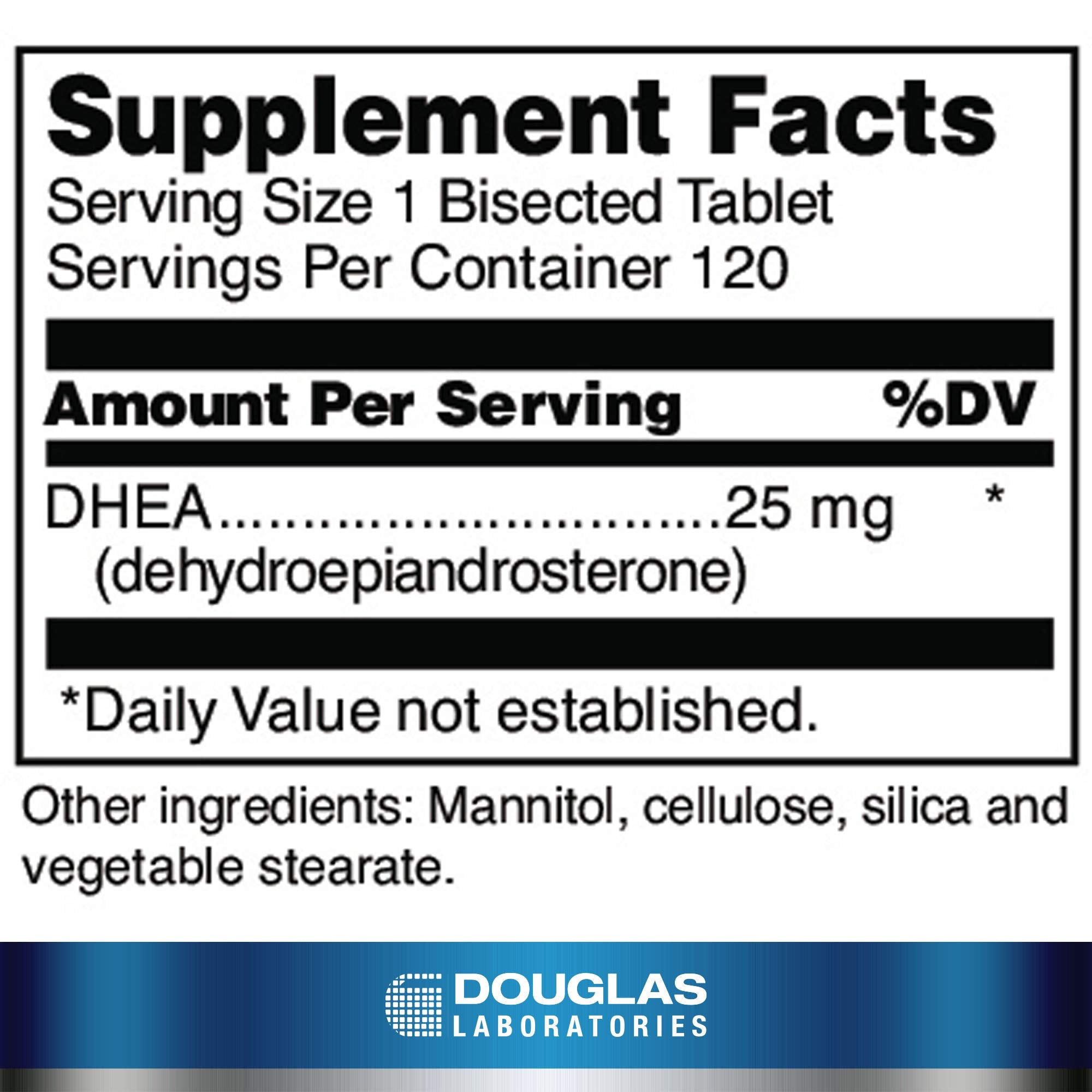 Douglas Laboratories DHEA 25 mg tablets dissolving in water for quick absorption.