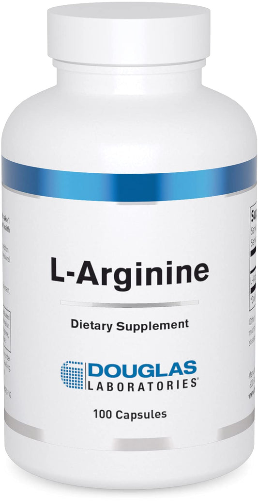 Douglas Laboratories L-Arginine 700 mg bottle with clear packaging for easy dosing.