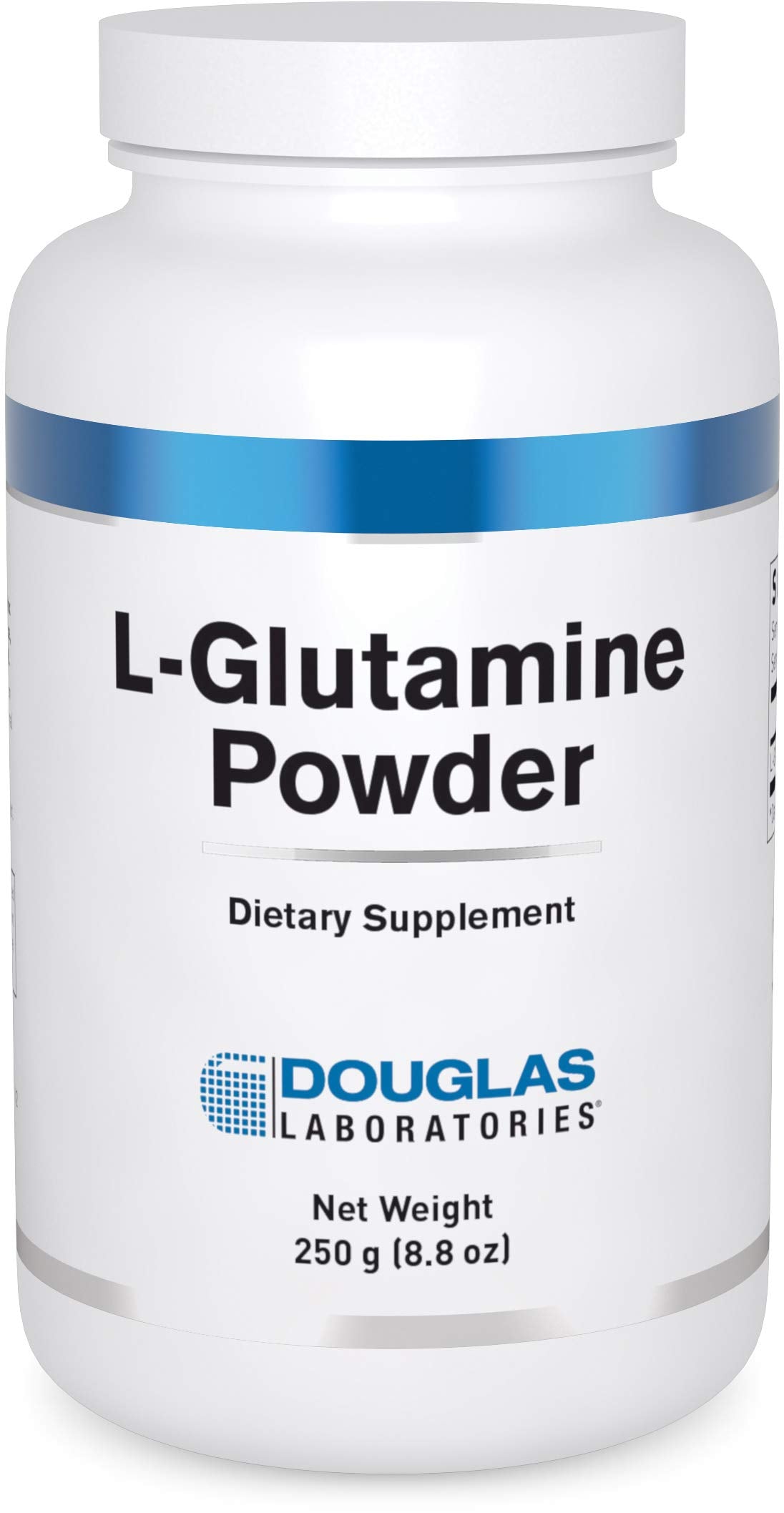 Douglas Laboratories L-Glutamine Powder container with GI support labeling.