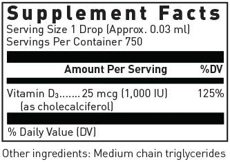 Douglas Laboratories Liquid Vitamin D3 dropper enables precise dosing for daily use.
