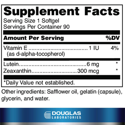 Douglas Laboratories Lutein with Zeaxanthin softgels support visual comfort.