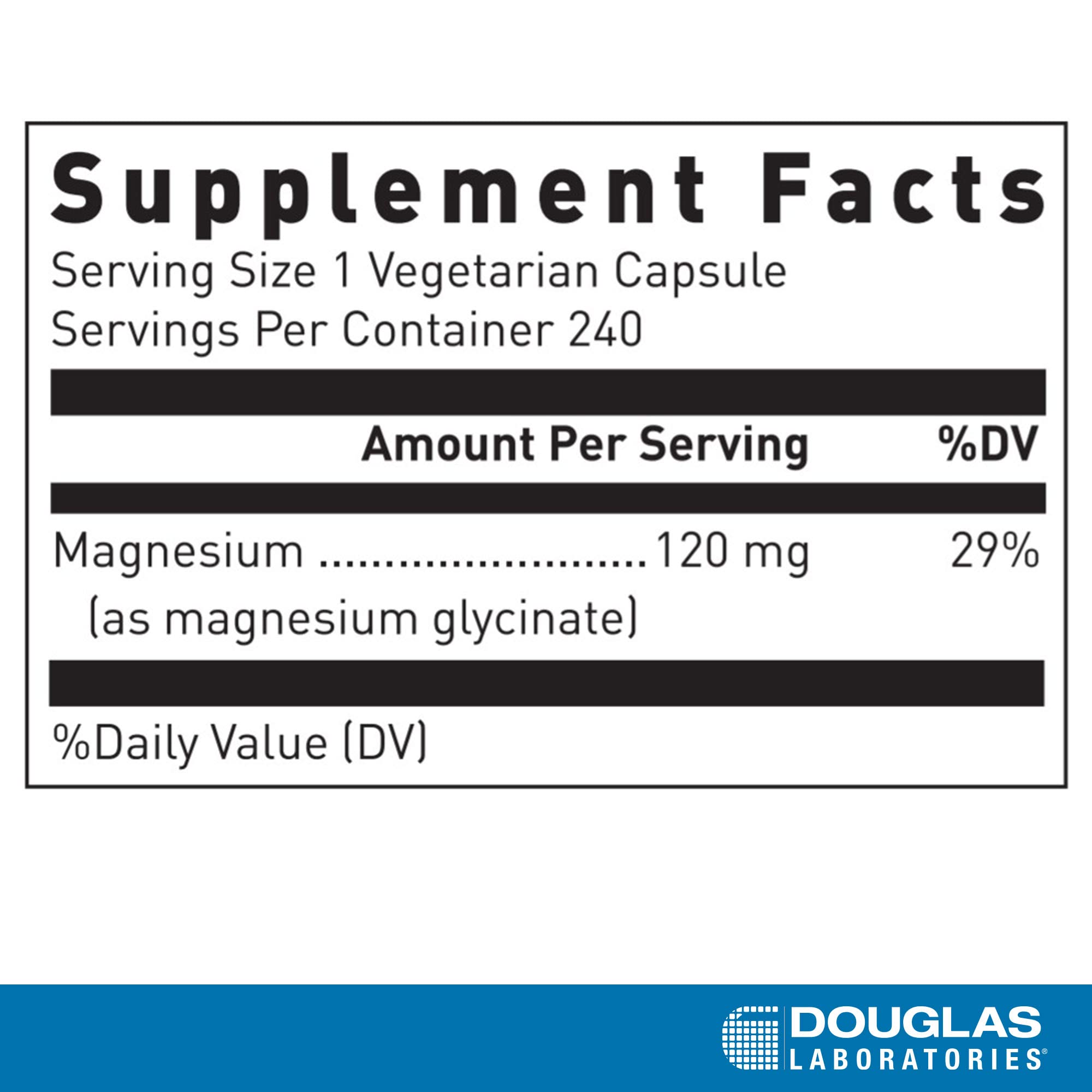 Close-up of Douglas Laboratories Magnesium Glycinate tablet showing chelated magnesium
