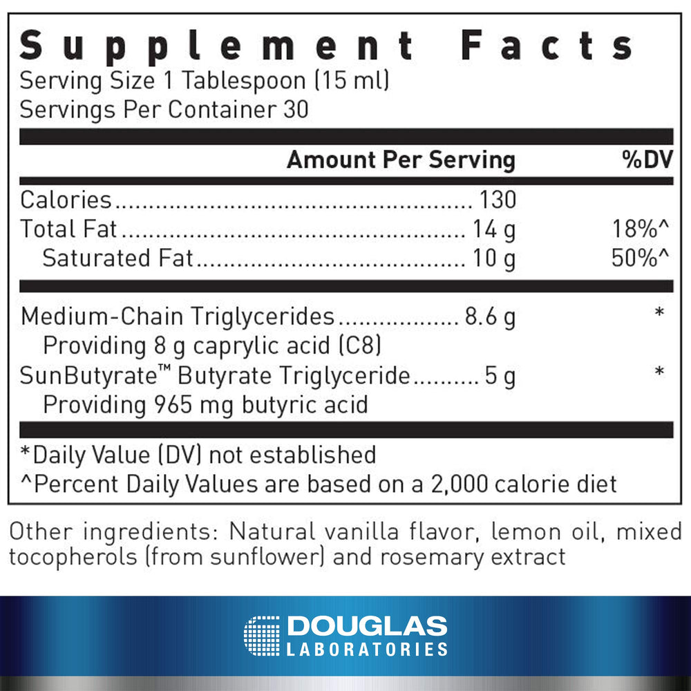 Serving pour of MCT/Butyrate Liquid demonstrates a pleasant lemon vanilla taste.