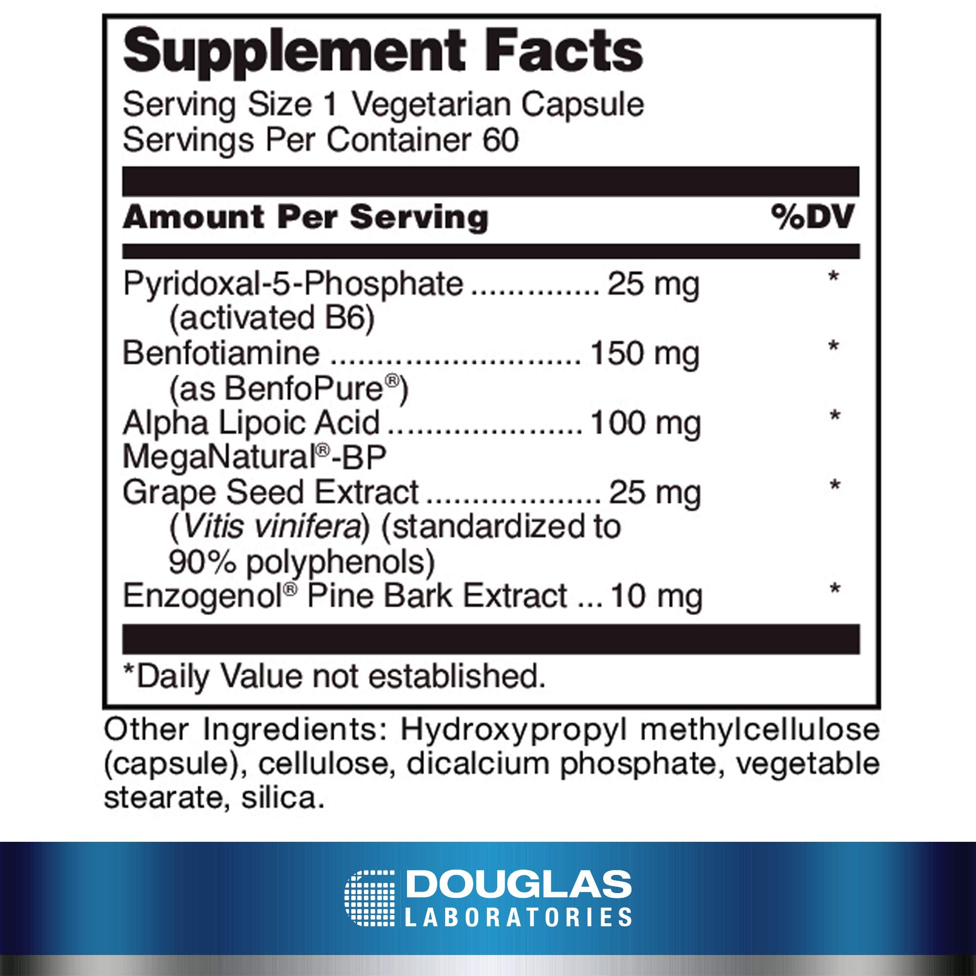 Ultra Benfotiamine label detail showing benfotiamine and B vitamin blend.