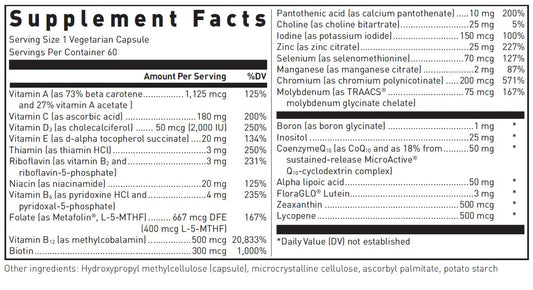 Douglas Laboratories Ultra Preventive 1 Daily bottle side view showing dosage for daily energy support.
