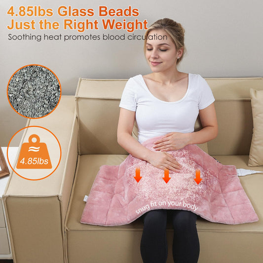 Dowin 18x33 inch pad placed on bed enables convenient home heat therapy.