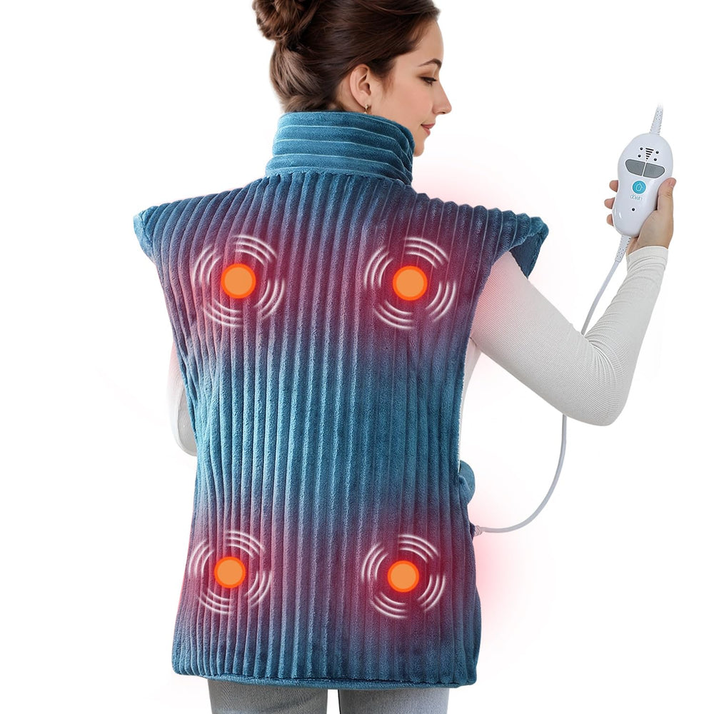 Dowin heating pad full coverage for neck, shoulders, and back with warm comfort.