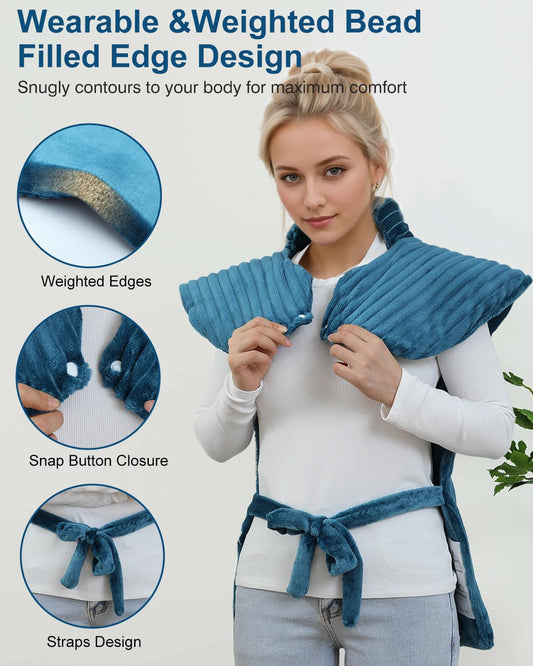 Dowin heating pad wearable design stays in place during everyday activities.