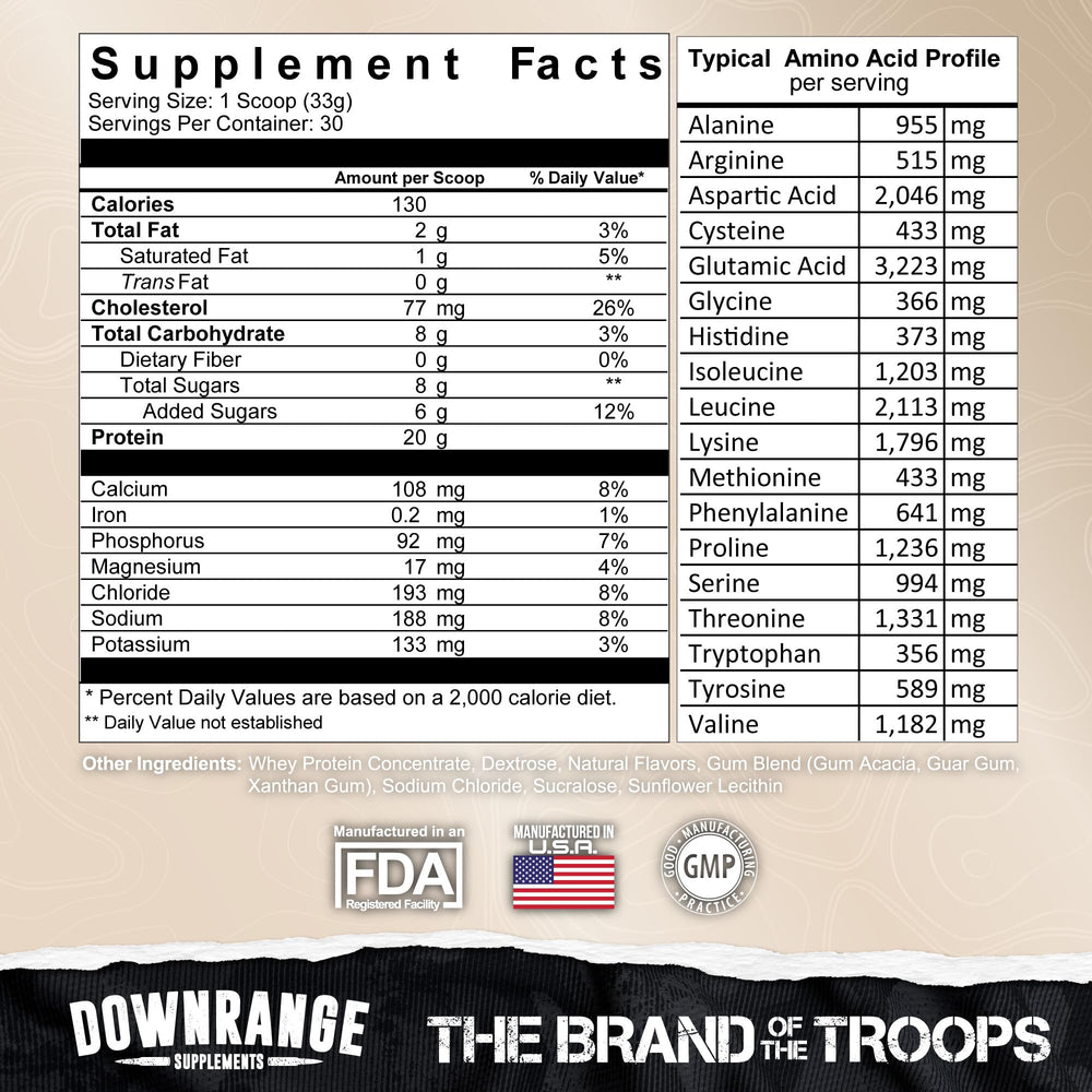 DownRange Mermite whey vanilla scoop showing convenient protein portion.