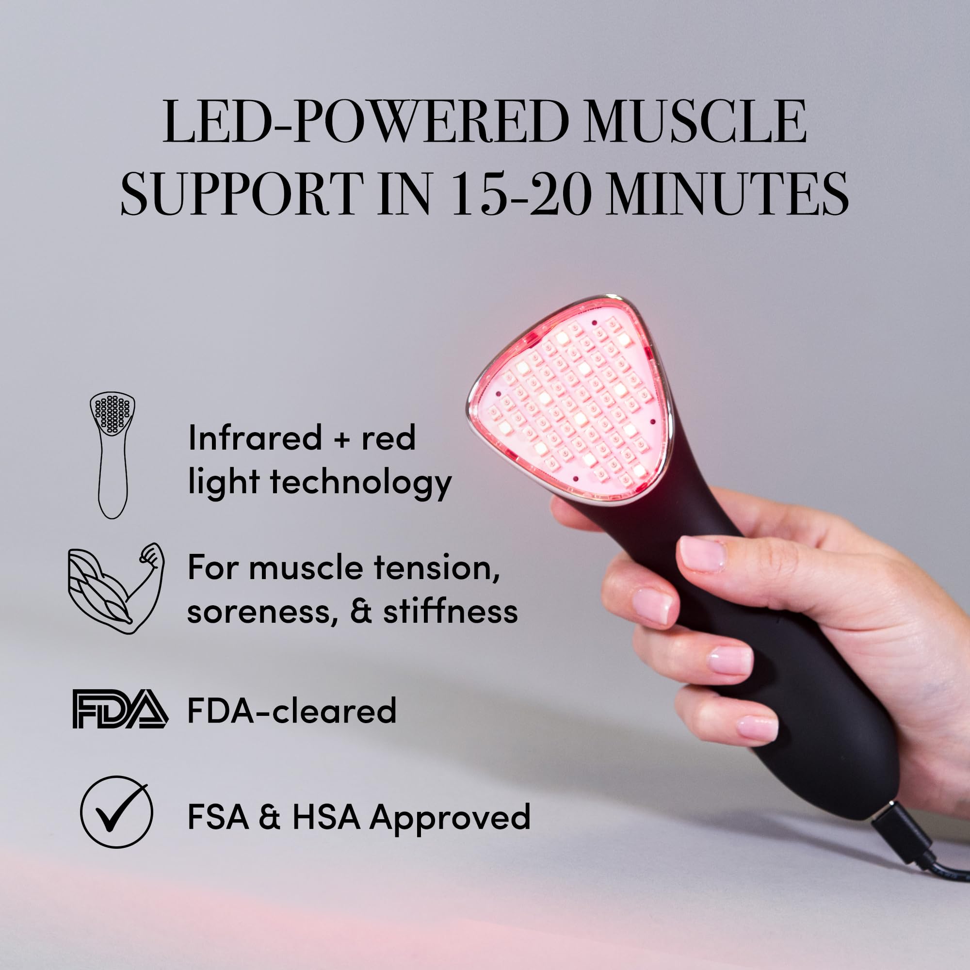 dpl clinical LED wand on leg area for soreness relief
