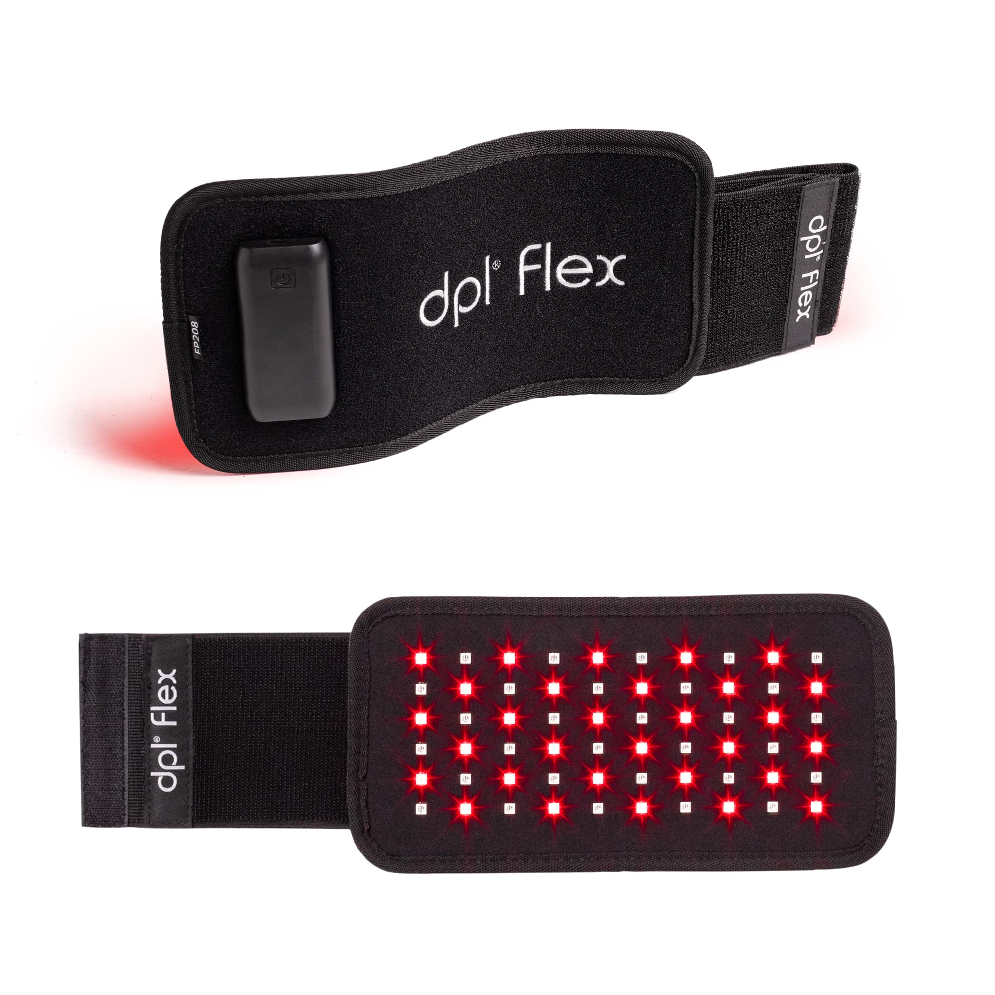 dpl Flex Pad on back delivering soothing infrared warmth for muscle comfort