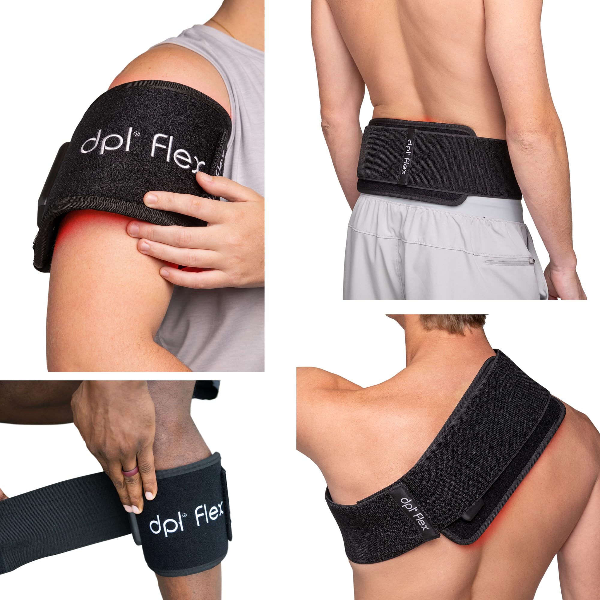 dpl Flex Pad wrapped on legs providing targeted light therapy while resting