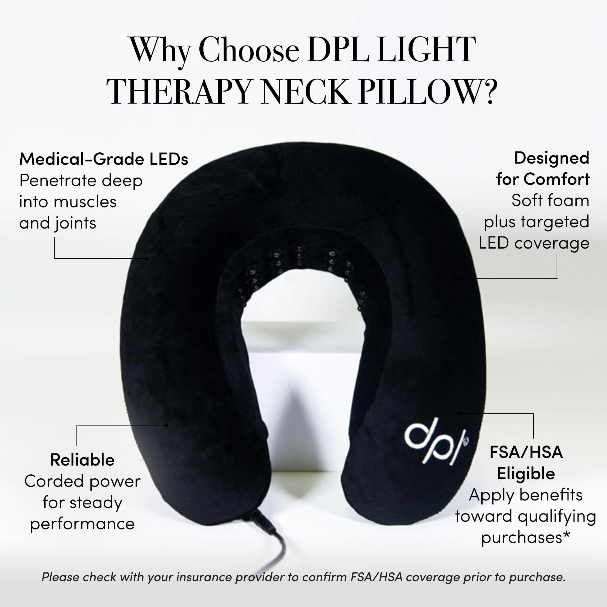 DPL neck pillow LED setup with red and infrared lights.