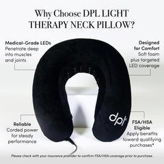 DPL neck pillow LED setup with red and infrared lights.