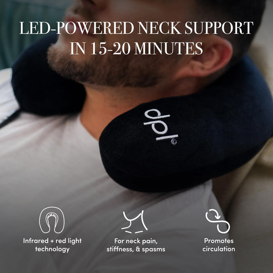 DPL neck pillow USB port detail for portable relaxation on the go.