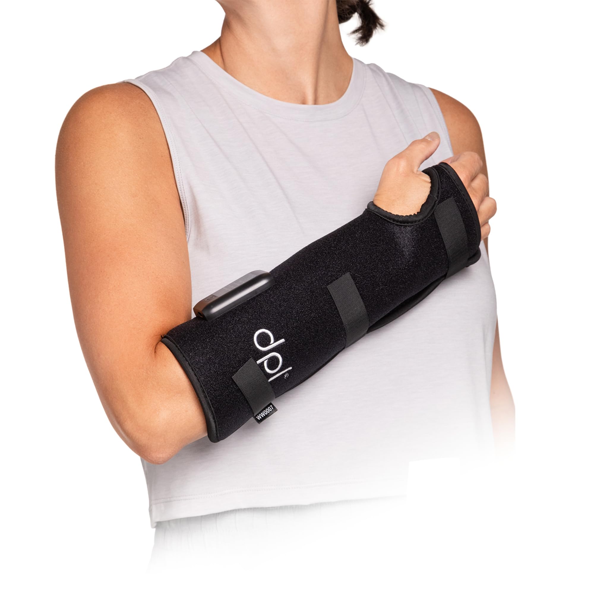 dpl red light wrist wrap closeup with LEDs for targeted comfort