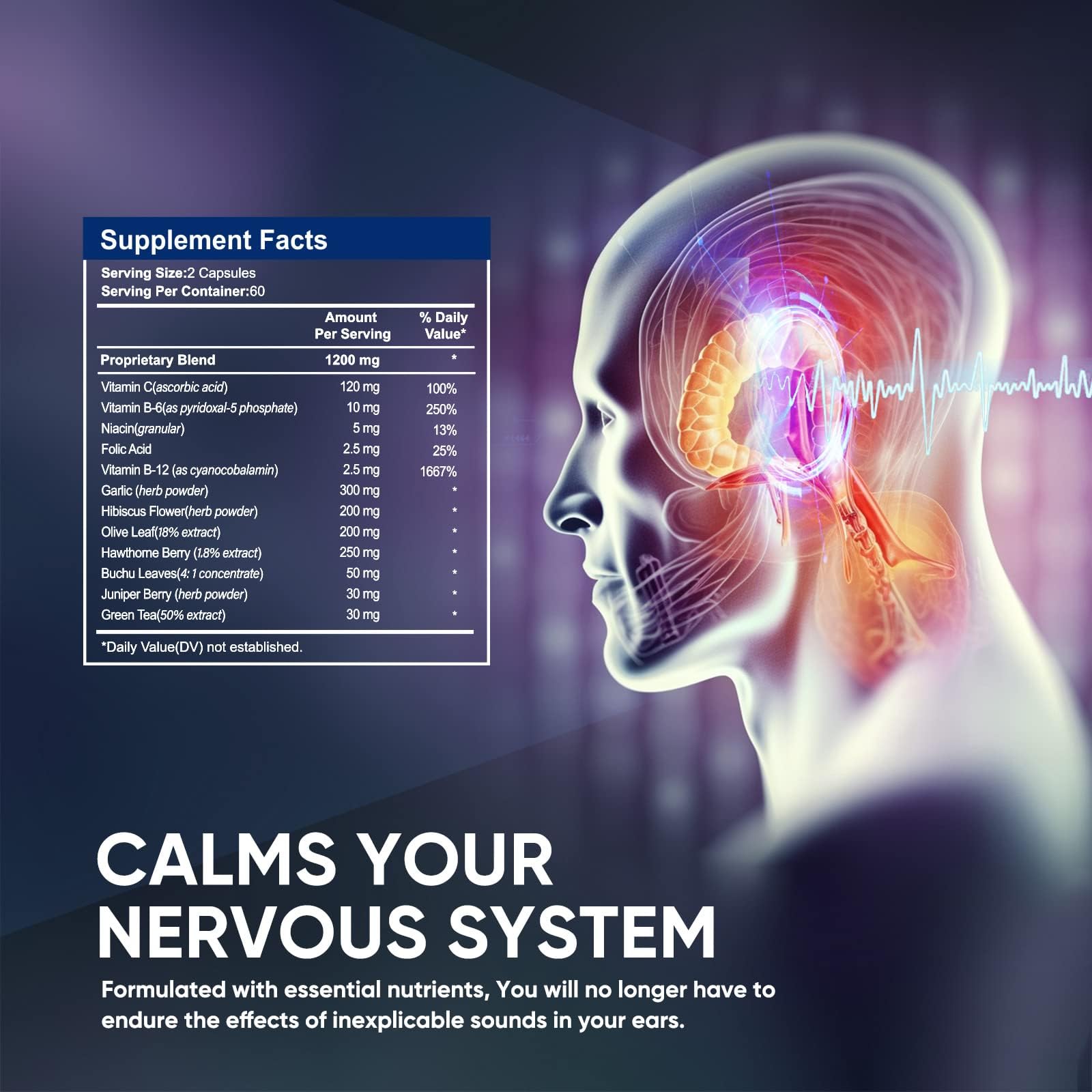 DQQI Calm nervous system formula suggests comfort and balance.