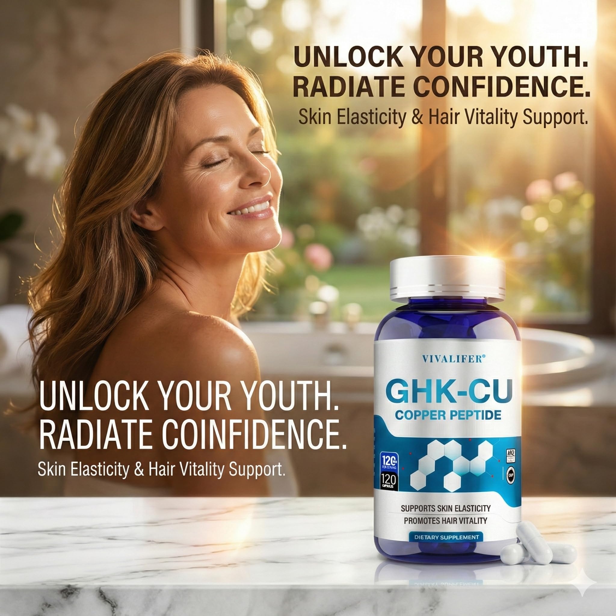 DQQI GHK-Cu capsules close-up for hair vitality and daily routine.