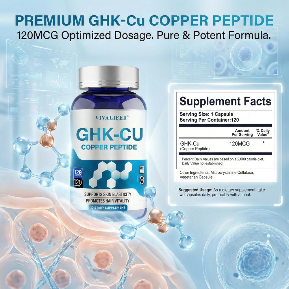 DQQI GHK-Cu capsules in hand for scale.