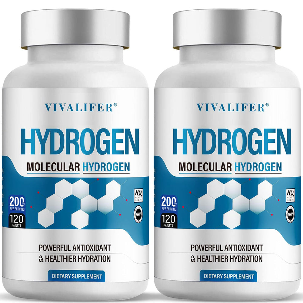 DQQI hydrogen tablets bottle close-up showing premium packaging