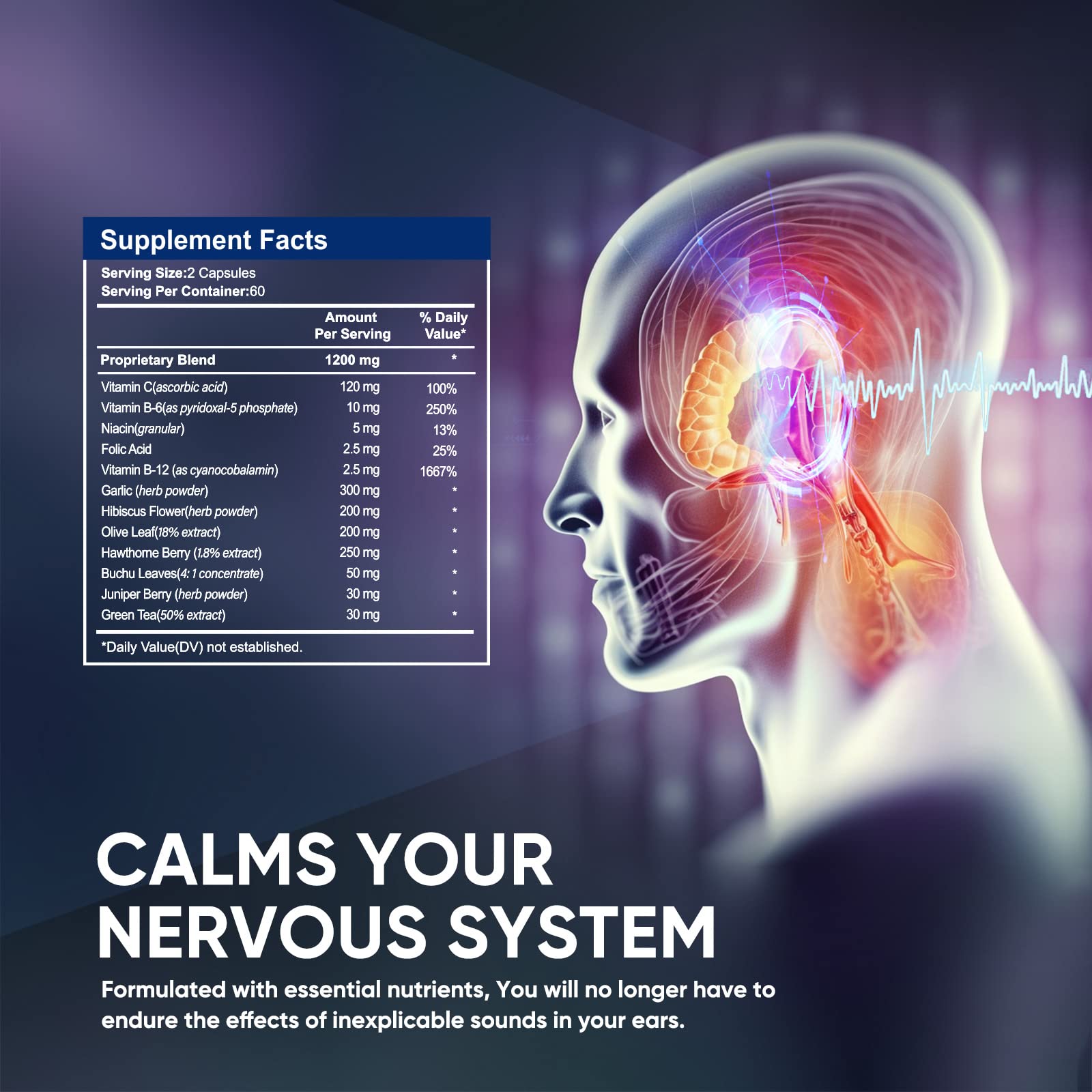 DQQI Tinnitus Relief capsules on table ready for use