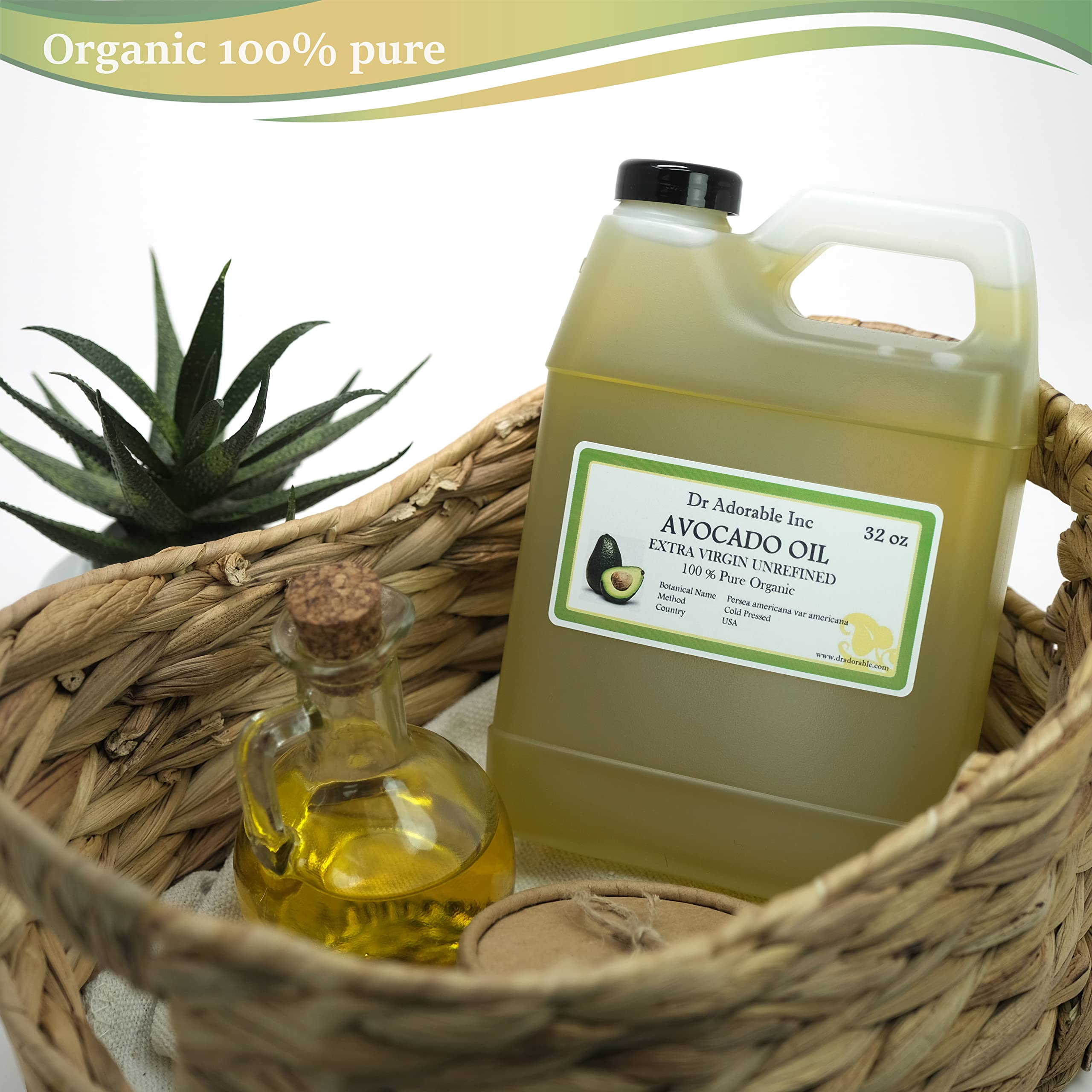 Dr Adorable Avocado Oil pour close-up highlighting cold-pressed purity for versatile beauty routines.