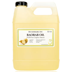 Dr Adorable Baobab Oil bottle close-up, pure organic formula for skin and hair