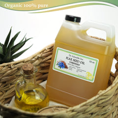 Close-up of Dr Adorable flax seed oil bottle label showing purity.