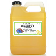 Dr Adorable flax seed oil bottle pouring for skin nourishment.