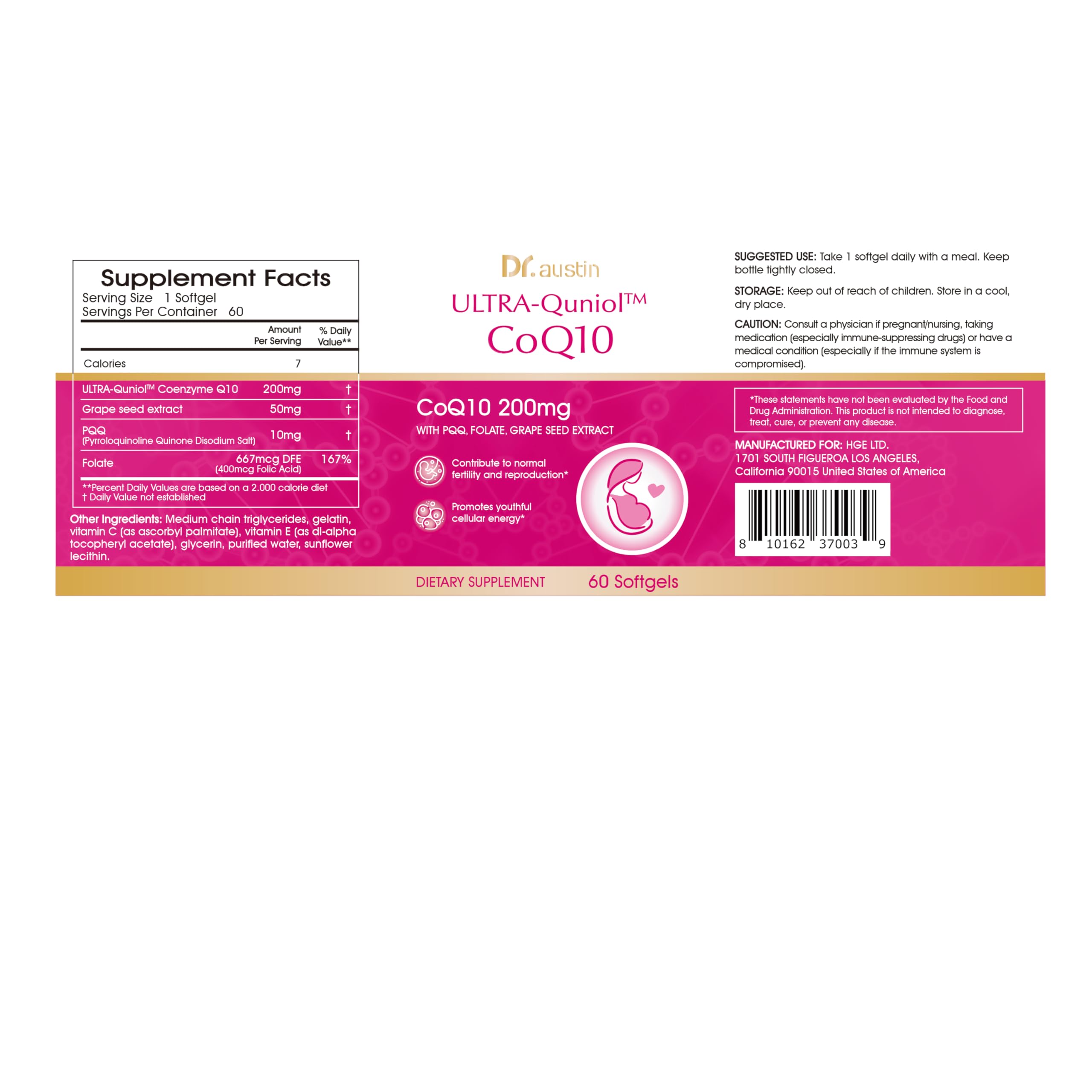DR.AUSTIN folic acid tablet image suggests prenatal nutrition support