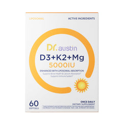 DR.AUSTIN Liposomal Vitamin D3 bottle with capsules for enhanced absorption.