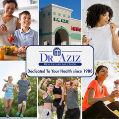 Dr Aziz AzizBiotic bottle beside a glass of water for easy daily use