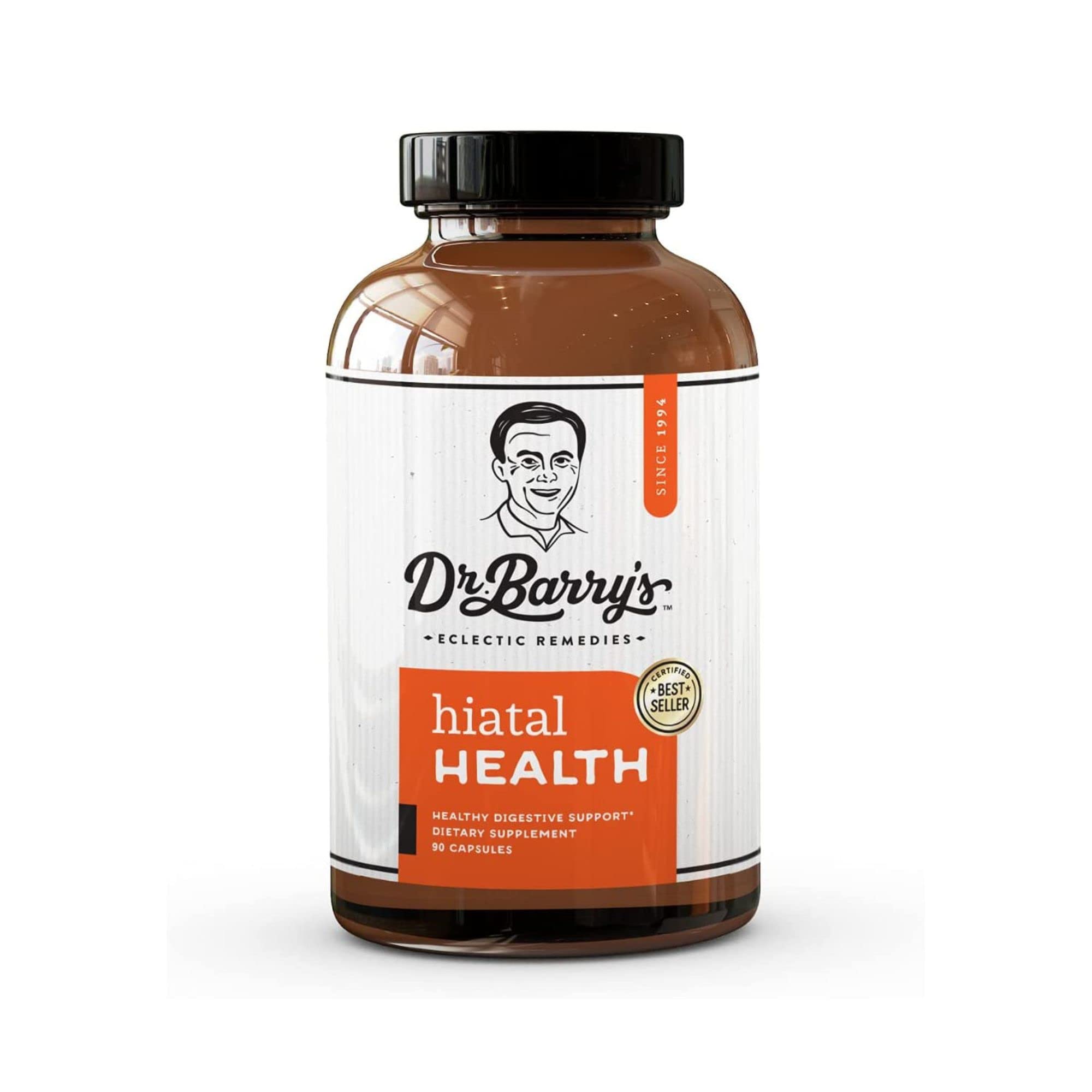 Dr. Barry's Hiatal Health bottle with label, suggesting holistic digestive support.
